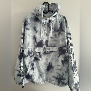 Aeropostale Blue and White tie-dye anorak Mesh jacket Windbreaker Pull over Med.